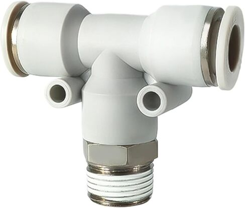 PB Pneumatic Quick Connector Tee Quick Connector Male Thread 1/8" 1/4" 3/8" 1/2" M5 Standard Pipe Thread Hose Air Fitting 4 6 8 10 12mm(PB4-02) in Saudi Arabia