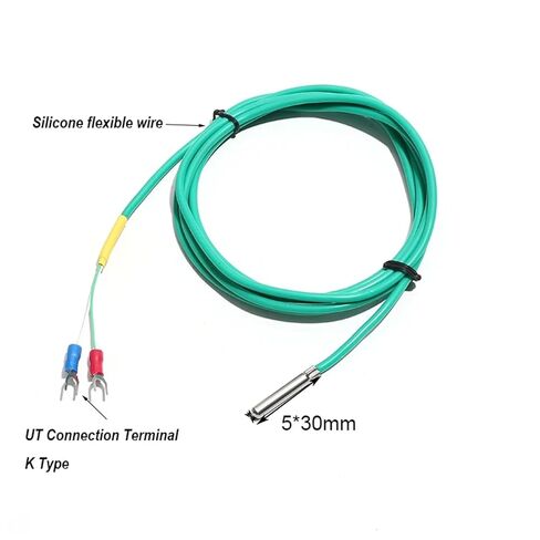 K-Type Thermocouple Silicone Flexible Wire Stainless Steel 304 Probe 5 * 30mm 1Pcs(Length 4M) in Saudi Arabia