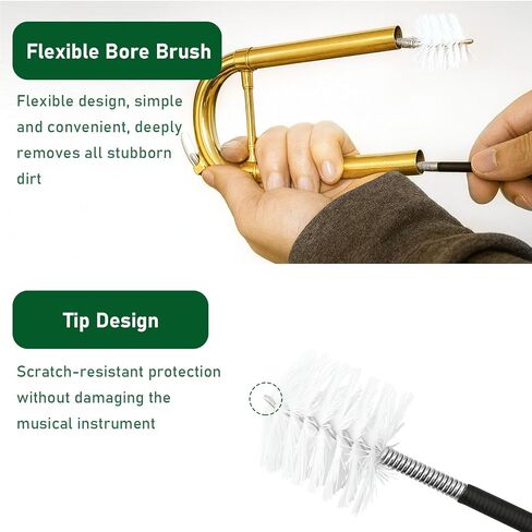 12pc Trumpet Cleaning Kit - Powerful Clean and Restores Smooth Valve Action, Maintain Trumpet and Sound Quality, Ideal Gift for Musicians in Saudi Arabia