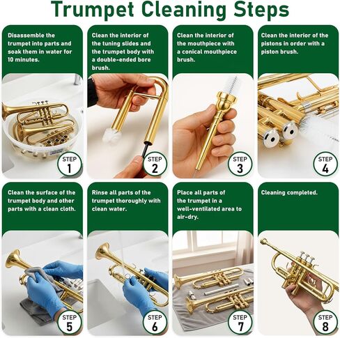 12pc Trumpet Cleaning Kit - Powerful Clean and Restores Smooth Valve Action, Maintain Trumpet and Sound Quality, Ideal Gift for Musicians in Saudi Arabia