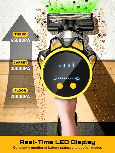 Cordless Vacuum Cleaner for DeWalt 20V Battery, 45KPA 400W Vacuum Cleaners for Home, Self-Standing Stick Vac w/LED Display, Anti-Tangle Lightweight Vacuum for Carpet, Floor, Car(Battery Not Included) in Saudi Arabia