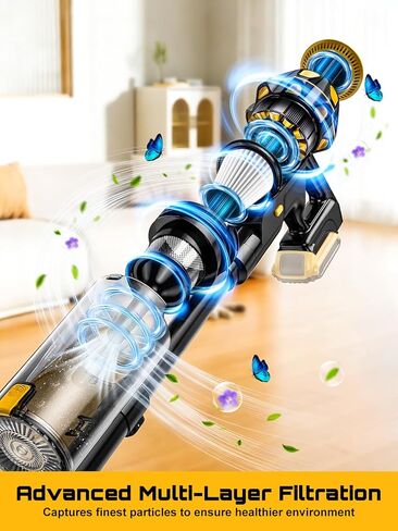 Cordless Vacuum Cleaner for DeWalt 20V Battery, 45KPA 400W Vacuum Cleaners for Home, Self-Standing Stick Vac w/LED Display, Anti-Tangle Lightweight Vacuum for Carpet, Floor, Car(Battery Not Included) in Saudi Arabia