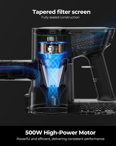 مكنسة كهربائية لاسلكية، 500 واط 45 كيلو باسكال 50 دقيقة مكانس كهربائية للمنزل مع ضوء LED، قائمة بذاتها، فرشاة مضادة للتشابك وكوب غبار 1.6 لتر، مكنسة كهربائية خفيفة الوزن لشعر الحيوانات الأليفة والسجاد والأرضيات الصلبة in Saudi Arabia