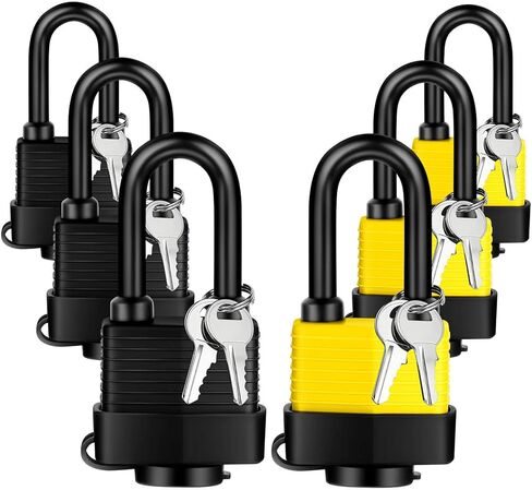 أقفال مقاومة للماء مرتبطة على حد سواء للاستخدام في الهواء الطلق، قفل فولاذي مصفح عالي التحمل، وسادة مقاومة للطقس مع نفس المفتاح لبوابة سياج تخزين صالة الألعاب الرياضية شاحنة سقيفة (1 أزرق/1 أسود) in Kuwait