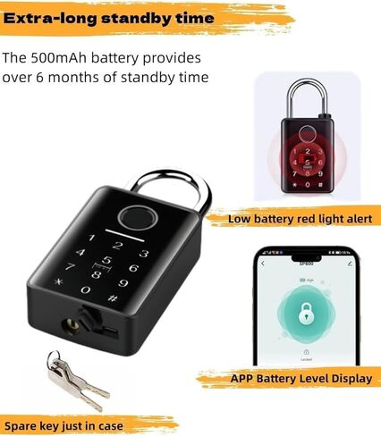 قفل بصمة الإصبع عالي التحمل مع نسخة احتياطية للمفاتيح، قفل بوابة ذكي مقاوم للماء في الهواء الطلق مع بطاقة IC، 5 طرق لفتح القفل الذكي in Kuwait