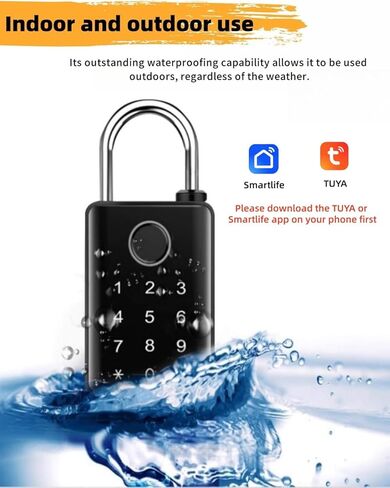 قفل بصمة الإصبع عالي التحمل مع نسخة احتياطية للمفاتيح، قفل بوابة ذكي مقاوم للماء في الهواء الطلق مع بطاقة IC، 5 طرق لفتح القفل الذكي in Kuwait