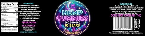 Hemp Gummies For Deep Sleep Peace And Relaxation-Hemp Edibles Fruity Candy-Made In USA-95 Gummy Bears in Kuwait