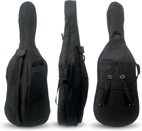 حقيبة Cello Gig مقاس 4/4 كاملة الحجم - مبطنة، مقاومة للماء، حقيبة ناعمة خفيفة الوزن مع جيوب، وأشرطة خلفية، وحوامل القوس للسفر والتخزين in Saudi Arabia