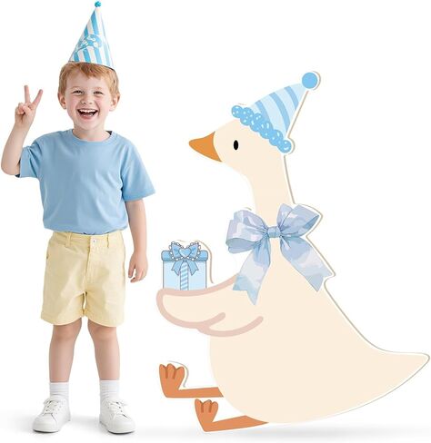 زينة حفلات الأوز السخيفة، قطع من الورق المقوى لعيد الميلاد الأول بالحجم الطبيعي، صورة خلفية لخلفية حيوانات المزرعة لإمدادات حفلات عيد ميلاد الطفل 2.9 × 2.2 قدم (وردي) in Kuwait