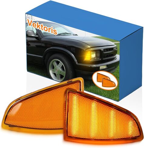 مصباح LED للزاوية الأمامية مصباح علامة جانبية كهرمان لـ 1994-1997 Chevy Blazer S10 زوج واحد (L+R) مجموعة ضوء المصباح الأمامي، التوصيل والتشغيل، رقم OEM GM2551140 GM2550140 (عدسة مدخنة) in Kuwait