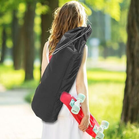 2pcs Skateboard Sling Bag Lightweight Sports Board Pouch with Drawstring Accessories, Convenient Shoulder Carry for Outdoor Skateboarding Random Style in Saudi Arabia