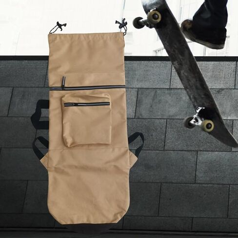 pistro Skateboard Carry Case Storage Backpack Water Resistant with Handle Shoulder Bag Organizer for Skate Enthusiasts Traveling- Khaki Longboard in Kuwait