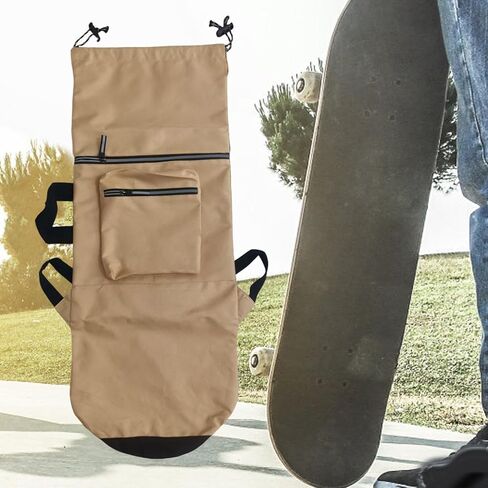 pistro Skateboard Carry Case Storage Backpack Water Resistant with Handle Shoulder Bag Organizer for Skate Enthusiasts Traveling- Khaki Longboard in Kuwait