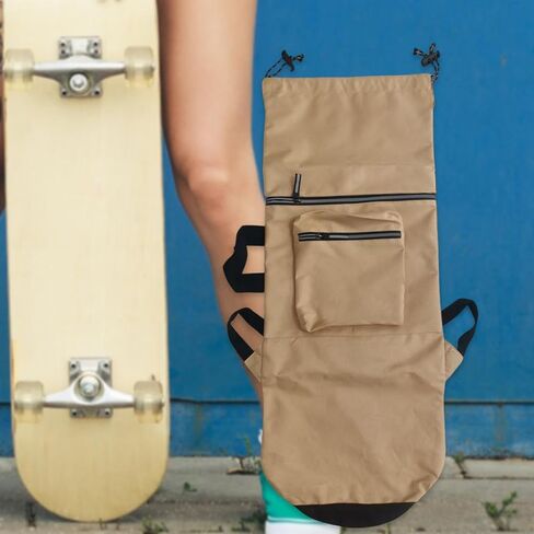 pistro Skateboard Carry Case Storage Backpack Water Resistant with Handle Shoulder Bag Organizer for Skate Enthusiasts Traveling- Khaki Longboard in Kuwait