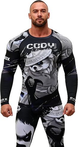 Cody Lundin Men's Compression Long-Sleeved T-Shirt Trousers Athletic Base Layer Cool Dry Workout Fitness Set Slim Body Shaper in Saudi Arabia