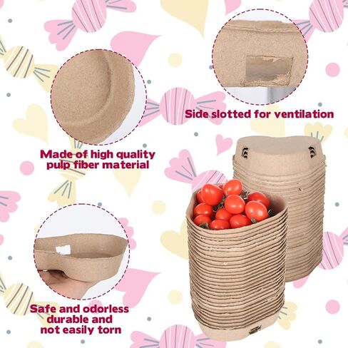 Rainmae 30 Pack Heart Shaped Natural Pulp Fiber Berry Basket Fresh Small Fruit Basket for Strawberry Blueberry Vegetable Molded Berry Packaging Container Farmers Market Grocery Party Decor in Saudi Arabia