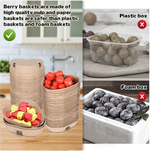 Rainmae 30 Pack Heart Shaped Natural Pulp Fiber Berry Basket Fresh Small Fruit Basket for Strawberry Blueberry Vegetable Molded Berry Packaging Container Farmers Market Grocery Party Decor in Saudi Arabia