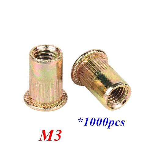 غسالات Qinlu-Washers M3 صواميل برشام من الفولاذ الكربوني اللون مطلية بالزنك برأس مسطح وصواميل برشام عمياء، 1000 قطعة، لإصلاح المصانع in Kuwait