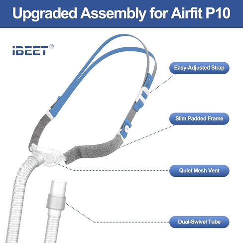 Upgraded Frame Assembly for Airfit P10 with Strap & Short Tube - Quieter Seal, Enhanced Stability & Easy Adjustment, IBEET Replacement CPAP Supplies for P10 Nasal Pillow in Saudi Arabia