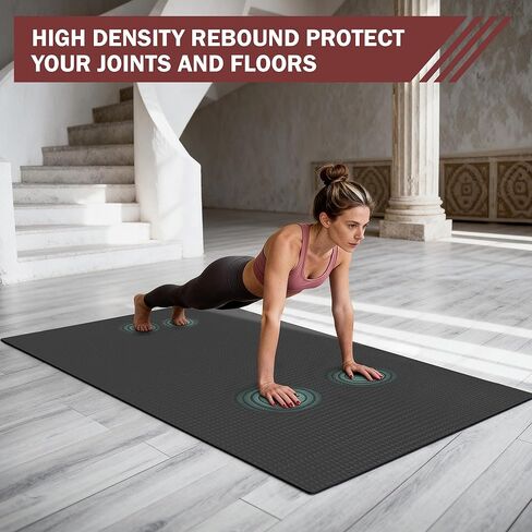 Stepwaver Extra Large Exercise Mat, 6'x4'/7'x5' /8'x5' (6mm) Thick Workout Mat for Home Gym & Garage Flooring, Shoe-Friendly, Non-Slip, Ultra Durable, Thick Large Workout Mats for Home Workouts in Kuwait