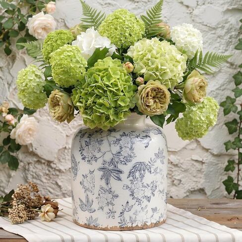 Vintage Floral Chinoiserie Ceramic Vase, 6.2" Ice Cracked Hand-Painted Pastel Green Botanical Design, Antique Style Home Decor (Green, 6.2") in Saudi Arabia