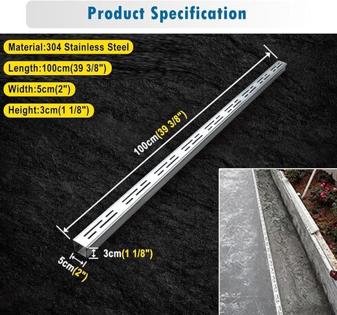 Drainage Channel Stainless Steel Trench Drain and Grate Kit, Garage Deck Driveway Patio Yard Parking Lot Channel Drain System, Rectangle Drainage Trench Floor Grating(5x3cm(2" x1 1 8")) in Saudi Arabia