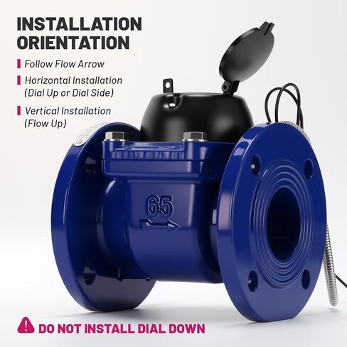 2.5" Woltmann Helix Water Meter, Pulse Output, Epoxy-Coated Cast Iron, Accuracy Class B, Resistant Seals, Cubic Meter, Non-Potable Use in Kuwait