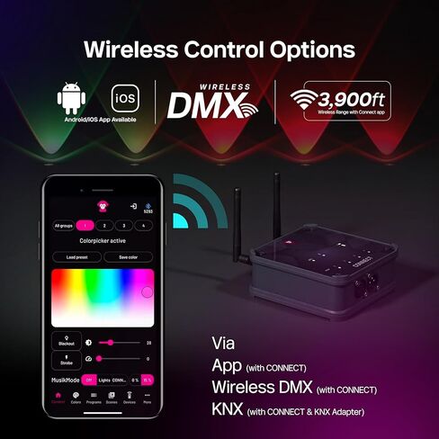 Ape Labs Connect Dongle for Wireless DMX & iOS & Android Smart App Control in Events & Clubs - 50 hr Battery Powered IP65 Rated All Fixtures Controller with KNX for Smart Device integration - Set of 1 in Saudi Arabia