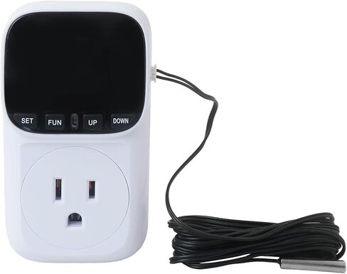 قابس ترموستات عالي التحمل 15 أمبير 1800 وات - وحدة تحكم رقمية في درجة الحرارة مع مؤقت للدفيئة in Kuwait