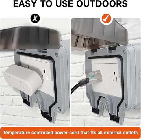 Roastove Thermostat for Heat Cable, Outdoor 120V Automatic On/Off at 37°F & 50°F, 15A Industrial Grade Weatherproof Power Cord, 16 Inch, Easy Install for Roof & Gutter De-Icing in Kuwait