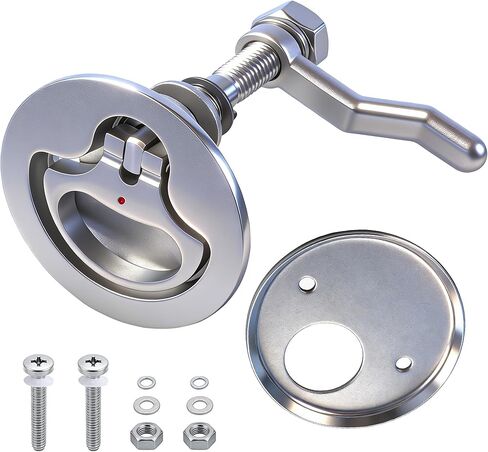 Boat Cam Latch, 316 Marine Stainless Steel Boat Hatch Latch with Back Plate, Flush Pull Handle Includes Installation Screws Marine Hatch Deck Hardware for Ships, Yachts, RVs in Saudi Arabia