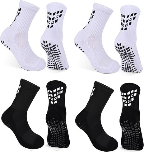 4 Pairs Non-slip Soccer Sports Socks Grip Football Basketball Socks Men Women 6-8.5 9-12 in Saudi Arabia