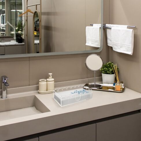 Picowe Acrylic Napkin Holder, Scalloped Tray for Bathroom, Kitchen, Dining Room, Clear Guest Hand Towel with U-Shaped Opening & Non-Slip Pads, Paper Holder for Weddings, Hotels (9x5.3x2.4inch) in Kuwait