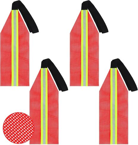 Mindsoft 4 Pcs Safety Travel Flag for Kayak Single Sided Mesh Reflective Red Warning Flag for Trailer Hauling Truck Loads with Webbing for Boat SUP Towing Canoe Accessories Kit in Saudi Arabia