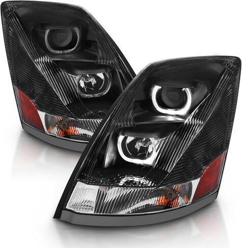 AmeriLite Chrome Dual LED Halo Projector Replacement Headlights Pair For 2004-2017 Volvo VN/VNL Commercial Truck in Saudi Arabia