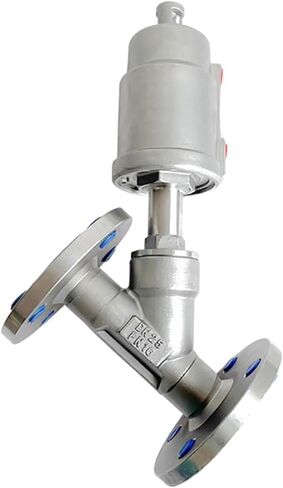 1PCS DN25 stainless steel flange pneumatic angle seat valve normally closed pneumatic valve for steam light oil(NORMALLY CLOSED_DOUBLE ACTING) in Saudi Arabia