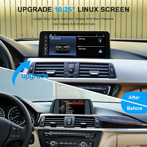 PEMP 10.25" Linux Head Unit for BMW 3 Series F30 F20 NBT CIC, Wireless and Wired CarPlay Android Auto, Calls Using The OEM Bluetooth 2013 2014 2015 328i 320i Accessories Radio Screen. in Kuwait