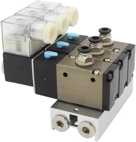 3V110-06-NC Normally closed solenoid valve block with silencer accessories base manifold DC12v 24v AC110v 220v 3 ports(AC110V 8mm fittings) in Saudi Arabia