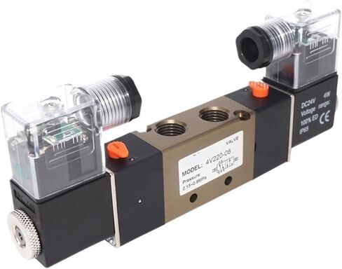 1PCS 4V220-08 solenoid valve 5-way 2-position 1/4" aluminum alloy inner E DC12V, DC24V AC110V AC220V(6mm fittings,4V220-08 DC24V) in Saudi Arabia
