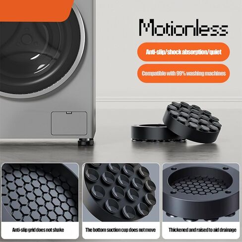 4 Pcs Anti Vibration Pads For Washing Machine, Foot pads with suction cups Prevent Sliding Out, Soundproofing Base for Appliances, Floor Protector in Saudi Arabia