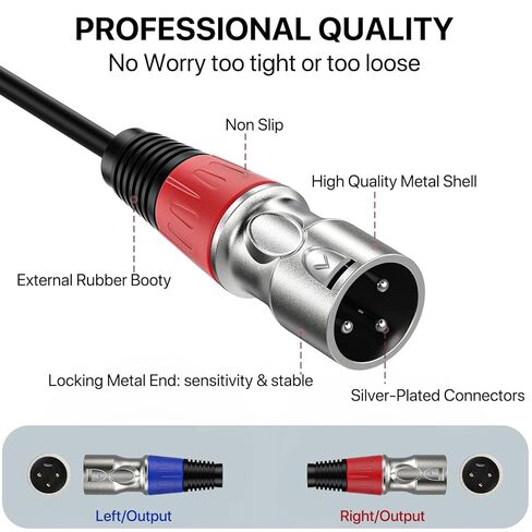 Dual XLR to USB C Audio Cable 6.6FT, 32Bit/384Khz USB Type C to 2 XLR Male Adapter Stereo Power Amplifier Cable for Connecting Smartphones USB C to Active Speaker, Laptops,Mixer Console in Kuwait