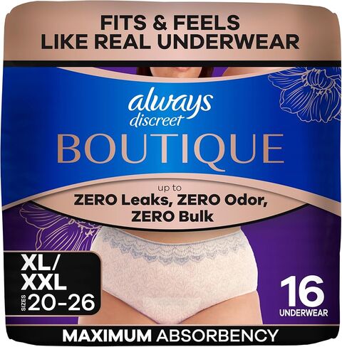 Always Discreet Boutique Incontinence Underwear, Maximum Absorbency, XL (36 Ct) in Saudi Arabia