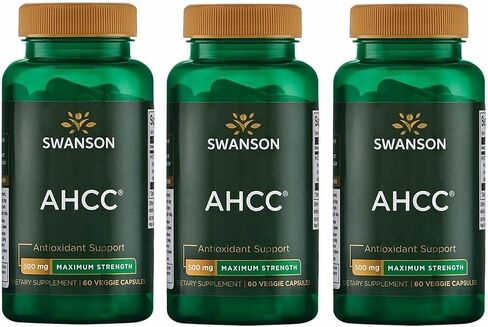 Swanson Maximum Strength AHCC - تعزيز الدعم المناعي المتقدم - المكمل الطبيعي الذي يساعد خلايا NK ودعم الكبد - (60 كبسولات الخضروات ، 500 ملغ لكل منهما) (3 حزمة) in Saudi Arabia