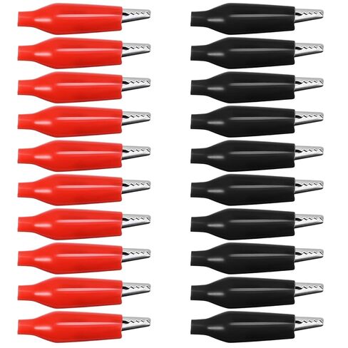 20 Pcs Soft Insulated Boots Covered Alligator Clips Medium Black Red Aligator Clips Test Line Clamp for Cable Clip and Laboratory Electric Testing Work in Saudi Arabia