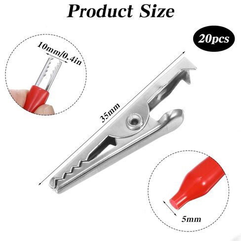 20 Pcs Soft Insulated Boots Covered Alligator Clips Medium Black Red Aligator Clips Test Line Clamp for Cable Clip and Laboratory Electric Testing Work in Saudi Arabia