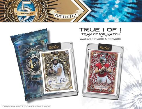 صندوق بطاقات التداول 2025 Wild Card 5 Card Draw Football Pro-Look Edition (5 بطاقات مغلفة من #'d إلى 5 أو أقل بما في ذلك بطاقة موقعة واحدة في كل صندوق) in Kuwait