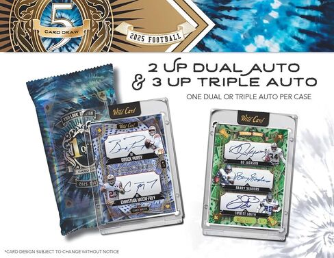 صندوق بطاقات التداول 2025 Wild Card 5 Card Draw Football Pro-Look Edition (5 بطاقات مغلفة من #'d إلى 5 أو أقل بما في ذلك بطاقة موقعة واحدة في كل صندوق) in Kuwait