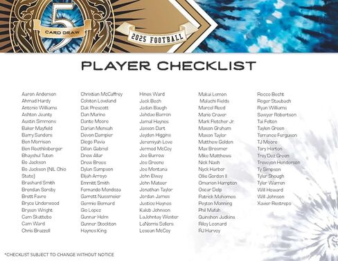 صندوق بطاقات التداول 2025 Wild Card 5 Card Draw Football Pro-Look Edition (5 بطاقات مغلفة من #'d إلى 5 أو أقل بما في ذلك بطاقة موقعة واحدة في كل صندوق) in Kuwait