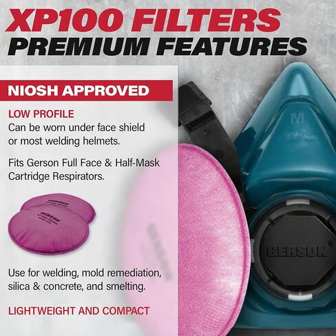 Gerson NIOSH XP100 Pancake Filters with Organic Vapor Acid Gas Nuisance Odor Relief Pair in Saudi Arabia