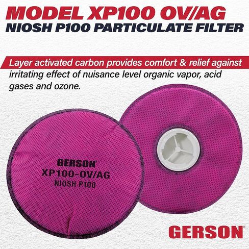 Gerson NIOSH XP100 Pancake Filters with Organic Vapor Acid Gas Nuisance Odor Relief Pair in Saudi Arabia